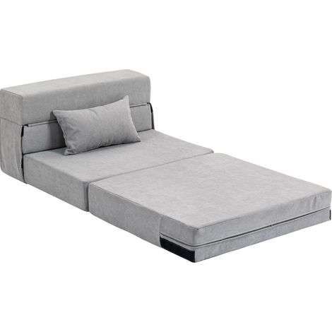 Sofá de suelo convertible en colchón de espuma con cojín, gris claro (1/5)