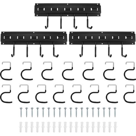 3 Set Porte-Outils de Jardin 8 x 41cm Support Mural Crochet Noir (1/5)