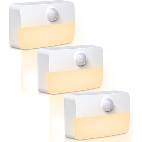 3pcs Veilleuse LED avec détecteur de mouvement, lampe d'escalier, adaptée aux chambres, salles de bains, couloirs (lumière chaude) (1/5)