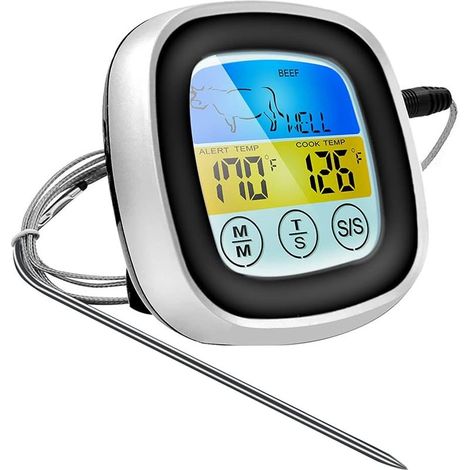 Thermomètre de Cuisine numérique sonde Couleur écran Tactile Viande Barbecue Outil de Mesure de la température des Aliments Steak BBQ jauge de température minuterie Cuisine Outils de Cuisson (1/5)