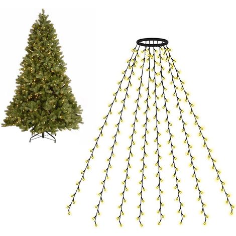 Guirlande Lumineuse Solaire - 200 LED - 1,5 M - Étoile Décorative Pour Arbre De Noël - Étanche - Avec Télécommande Et Mémoire