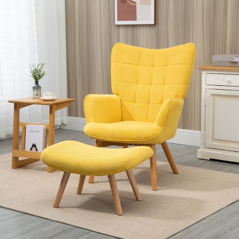 MEUBLIV sillón relax 72x80x101 cm amarillo con reposapiés, requiere montaje (1/5)