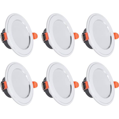 EASYCOMFORT Spot encastré, alliage d'aluminium + boîtier ABS, équivalent 70 W, plafonnier LED 630 lm, blanc froid 6000 K, plafonnier encastré IP40, AC185-265 V, classe énergétique A++ [6 pièces] (1/5)