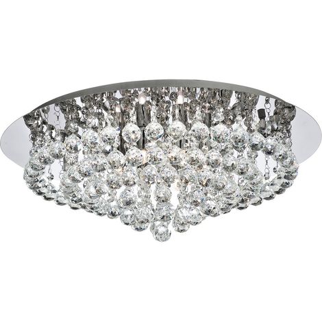 Plafonnier HANNA 8L métal chrome et cristal clair G9 8x33w max diamètre 55cm (1/5)