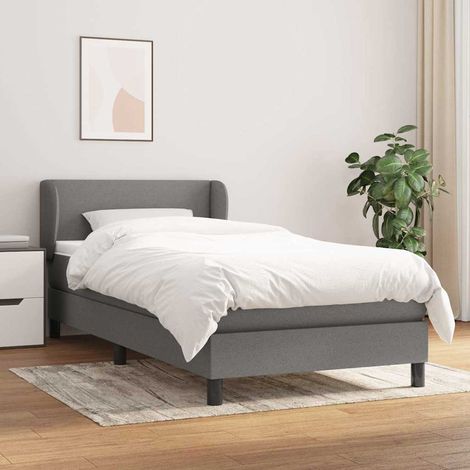 Cama box spring con colchón tela gris oscuro 80x200 cm (1/5)