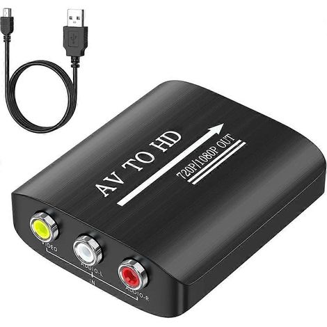 Adaptateur composite AV RCA vers HDMI compatible 1080p avec câble USB pour téléviseur HD N64 et magnétoscope VHS. (1/5)