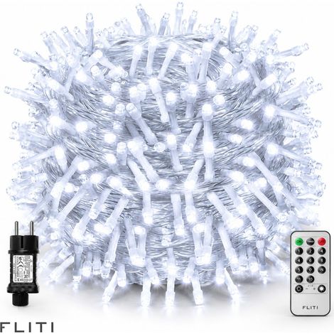 FLITI 100m LED String Lights, 1000 LEDs, Cool White, IP44 Waterproof, with Remote Control, 8 Modes, Indoor/Outdoor (1/5)