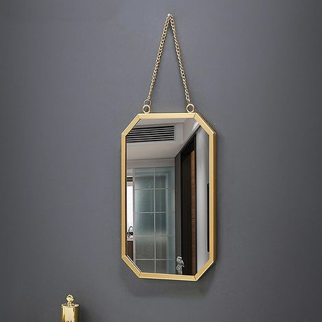 Miroir mural doré avec chaîne, pour salle de bain, douche, chambre à coucher, hôtel, mur décoratif, coiffeuse encadrée durable (2S) (1/5)