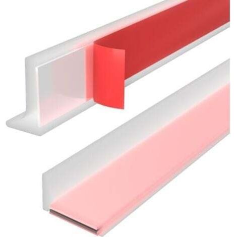 Joint d'étanchéité pour seuil de porte de douche - joint d'étanchéité auto-adhésif en silicone étanche, anti-fuite, flexible, convient aux salles de douche, baignoires et lavabos, 200 cm. (1/4)