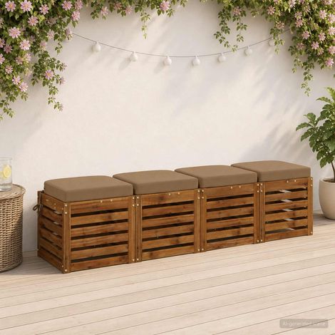 vidaXL Cojines de asiento de 4 piezas SOEST 4 pcs 100% Poliéster Topo (1/5)