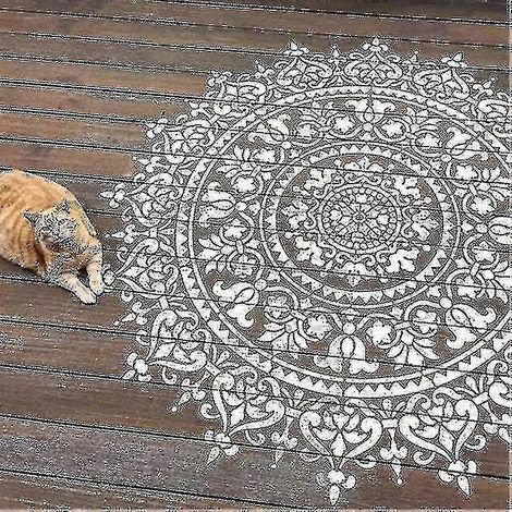 Gabarit de peinture mandala de 30 cm, grand pochoir réutilisable pour sols, murs, carrelage, tissus et meubles (1/5)