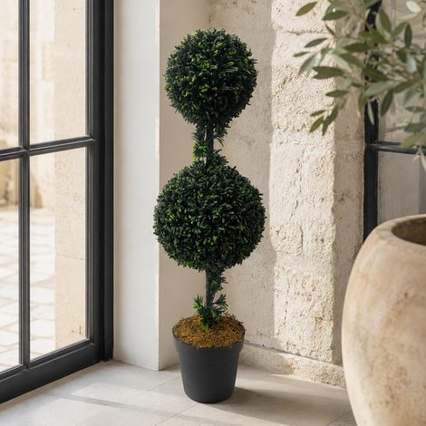 90cm Podocarpus Double Ball Topiary Tree Artificial Premium (1/5)
