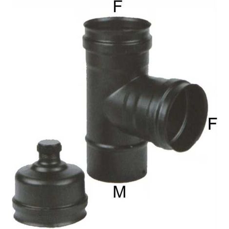 Codo T Inox 8 Mff Tapa Negra Pellet 300 Maral
