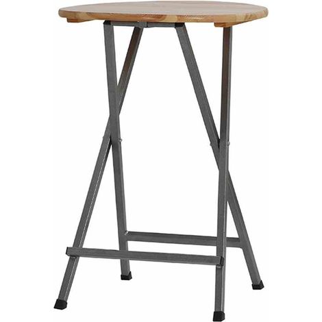 Holz -Stehtisch mit Vierkantrohr. Durchmesser  78 cm. Farbe natur (1/4)