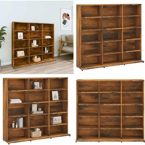 Mobile Porta CD Rovere Fumo 100x23x89,5 cm in Legno Multistrato - Armadio per DVD - Armadio in legno