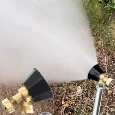 Boquilla pulverizadora ajustable – juego doble de cobre/plástico – niebla gruesa y niebla fina para atomización e irrigación. (1/5)