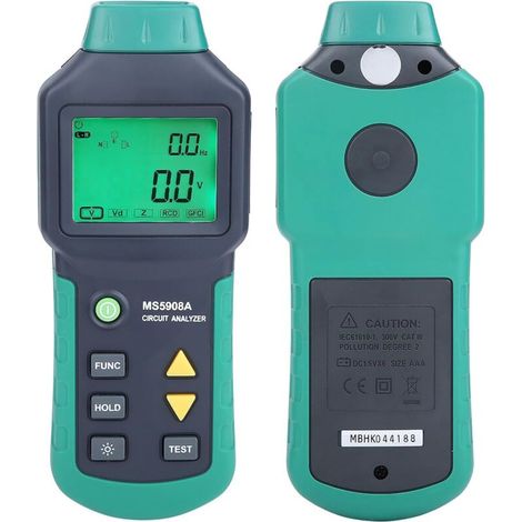 LCD Circuit Analyzer, GFCI LCD Analyzer, RCD Tester MS5908, Voltage Tester, AC100-240V MASTECS5908A / MS5908C with Voltage Tester (MS5908C) (1/5)