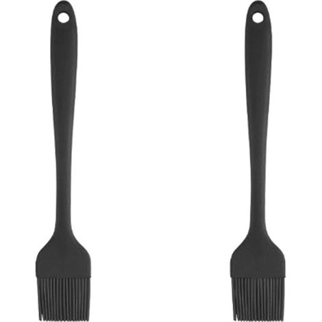 Set de 2 - Pinceau BBQ - Pinceau à marinade - Pinceau à badigeonner - Pinceau barbecue - noir - ustensiles de cuisine - Silicone - 20,53,8cm (1/5)