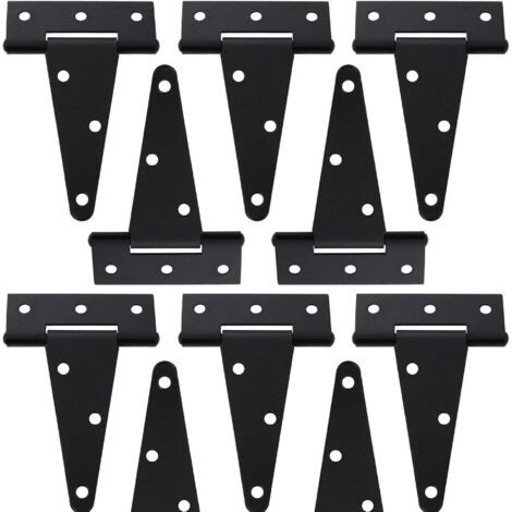 Lot de 10 charnières en T de 10,2 cm pour abri de jardin, charnières de porte de grange, charnières de porte, charnières de clture, charnières de porte de jardin, fer forgé noir