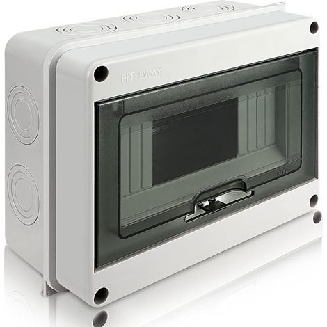 Boîtier De Jonction Étanche IP65 - 1 Rangée 8 Modules - Pour Installation Extérieure Solaire Et Station De Recharge - ABS PC - IK08 (1/5)