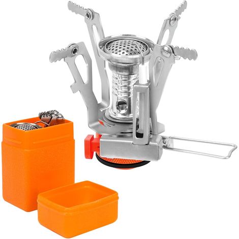 Réchaud de camping, réchaud à gaz portable de 3900 W, résistant au vent, avec mini-brûleur et allumage piézoélectrique, livré avec sac de transport, idéal pour les pique-niques, la randonnée et le tre (1/5)