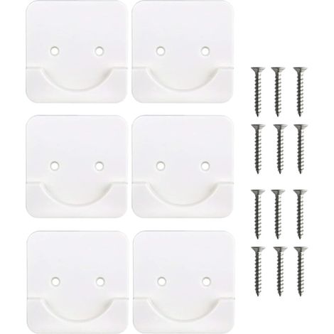 Support de barre de douche adhésif et surface lisse, 6 pièces, matériau ABS pour fixation murale au bureau (1/5)