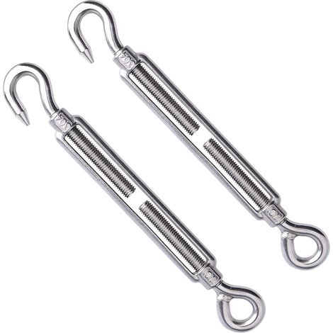 Tendeur M10 en acier inoxydable, 3/8 pouces, crochet et œillet pour tension de câble métallique, lot de 2 (1/5)