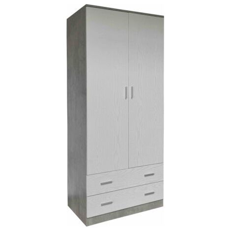 ARMADIO SPACE 2+2C CEMENTO/BIANCO F. 80X52X190CM (1/3)