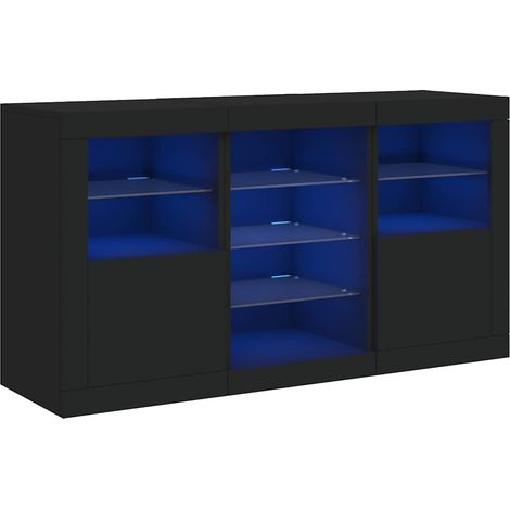 Maison Exclusive - Buffet avec lumières LED noir 123x37x67 cm