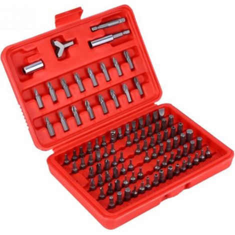 Lot de 100 embouts hexagonaux inviolables (anti-démontage), avec étui de rangement, pour tournevis de sécurité pro, 1 jeu