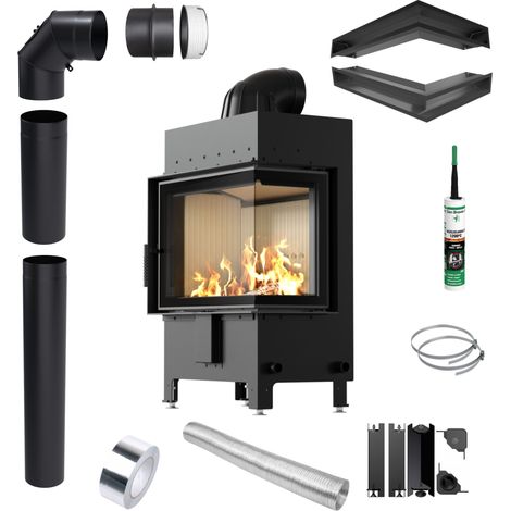 Kamineinsatz KRATKI LUCY Right 12 kW fi200 Rohrset Luft Ecodesign (1/5)