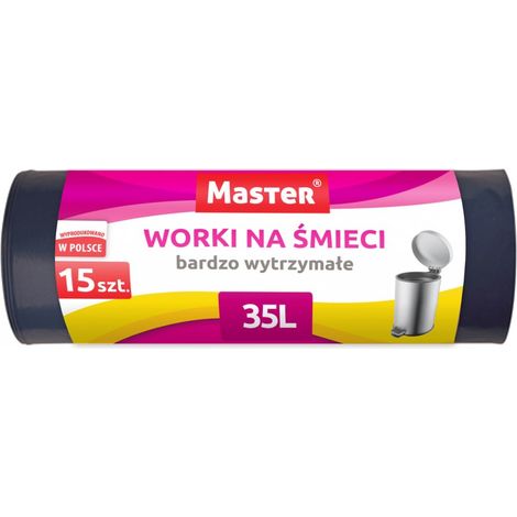 Sacchi per la spazzatura, resistenti, molto durevoli, neri, 35 litri, 15 pezzi. (1/4)