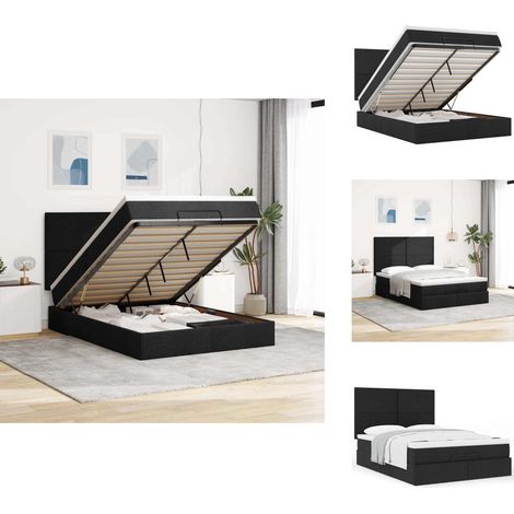 Ottoman-Bett mit Matratze Schwarz 140x200 cm Stoff - Ottoman-Bett - Ottoman-Betten - Bettrahmen - Bettgestell (1/5)