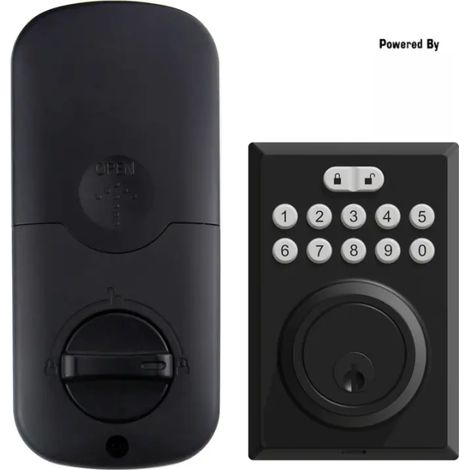 Serrure intelligente à combinaison, serrure connectée, serrure de porte et de coffre-fort électronique BLE avec clavier, panneau carré, empreinte digitale + mot de passe + clé + application, noir (1/5)