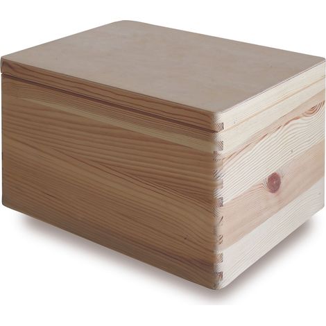 Scatola con Coperchio 40x30x23 cm in Legno di Pino Naturale (1/2)