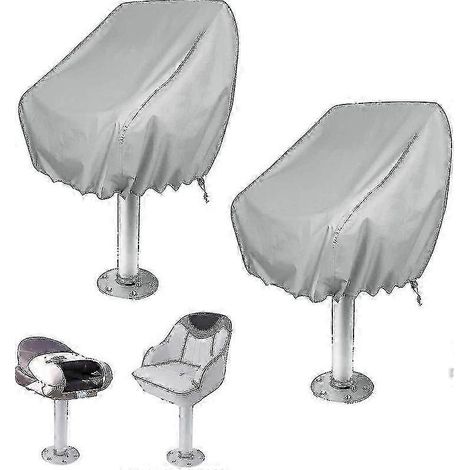 Lot de 2 housses de siège de bateau, housses de siège imperméables pour ponton, banquette de capitaine, housses de protection en tissu Oxford pour siège de barre - Bonne qualité (1/5)