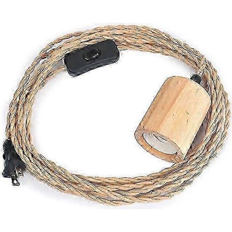 Douille de lampe à brancher avec câble en corde de chanvre de 4,5 m, guirlande lumineuse suspendue industrielle p202411261279 (1/3)