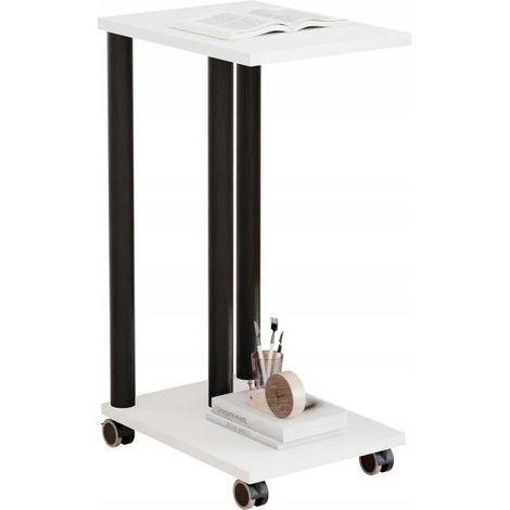 Table d'appoint sur roulettes - table d'appoint mobile pour salon de style loft (1/5)