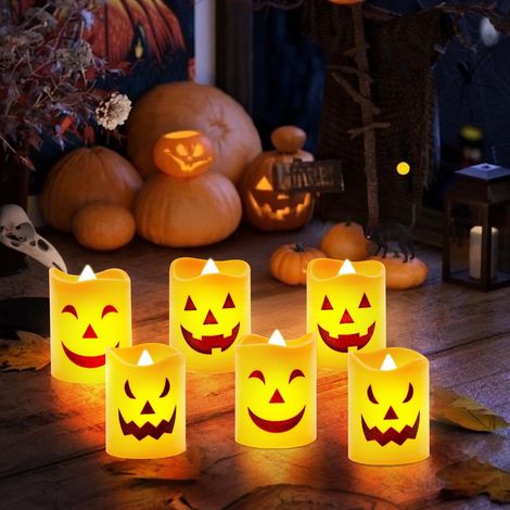 Halloween-LED-Kerzen, 6 LEDs pro Packung, flammenlose Kerzen, für die Innen- und Außendekoration, Halloween-Dekoration (1/5)