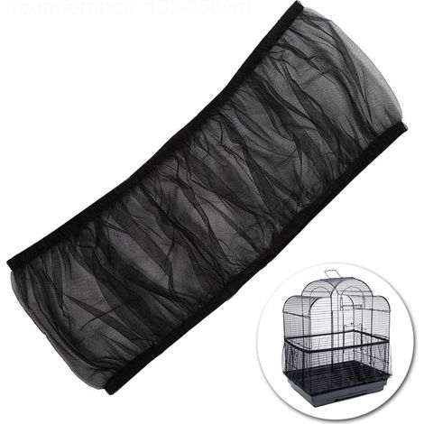 Housse de cage à oiseaux, récupérateur de graines, filet en nylon ventilé, coque de cage à oiseaux, récupérateur de graines, taille (noir) (1/5)