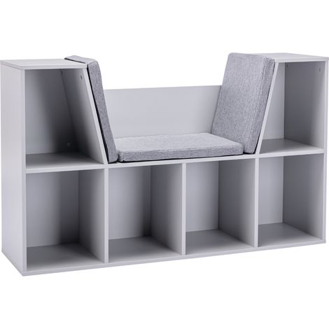 HOMCOM Kids Cabinet w/ Six Compartments for Toys, Clothes, Books - Grey