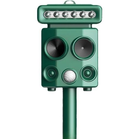 Ultraschall-Tierabwehr, 4 Modi, PIR-Bewegungssensor, LED-Blinklicht, Solar- und USB-Aufladung, wasserdichtes Abwehrmittel für Katzen, Hunde, Vögel, Wildtiere