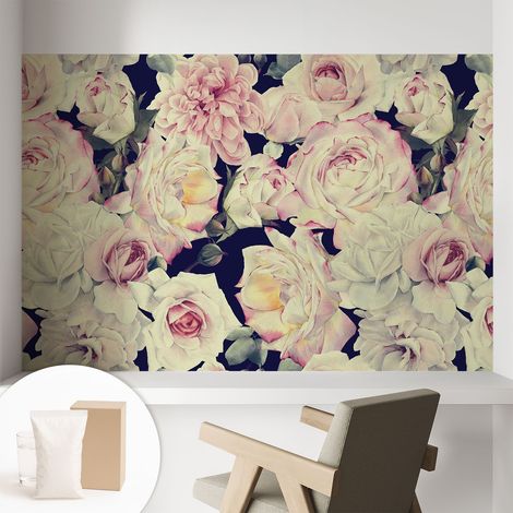 Tapete Vliestapete mit Kleber - abwaschbar - Tapete mit Motiv - trendige Wanddeko - elegant Fototapete Blumenstrauß 104x70 cm (1/5)