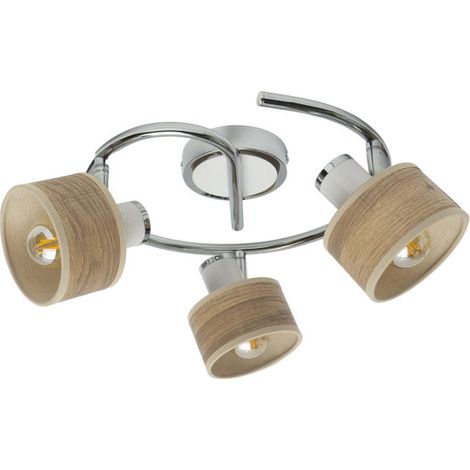 Deckenleuchte Nando 3xe14 Chrom-weiß/helles Holz Verstellbare Strahler 16x35x35 cm