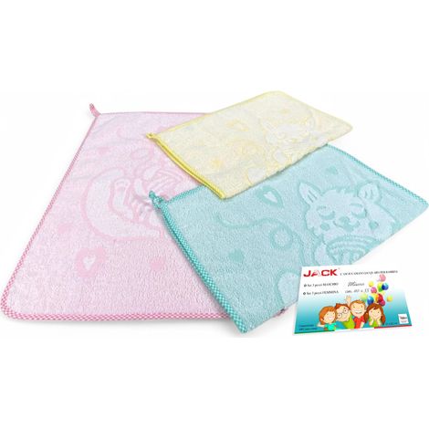 SET de 3 SERVIETTES ASILE fille de JACK © cm. 40x55 pur coton FEMME
