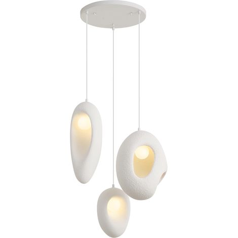 QAZQA Japandi Pendant Lamp White with Organic Shade 3-Light - (1/5)