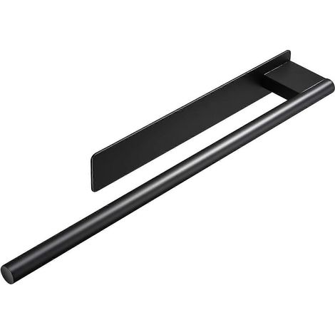 Porte-serviettes auto-adhésif en acier inoxydable, sans clous, pour cuisine d'appartement, noir. (1/5)