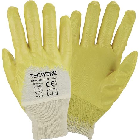 TECWERK Handschuhe Lippe Gr.7 gelb Nitrilbeschichtung EN 388 PSA II TECWERK