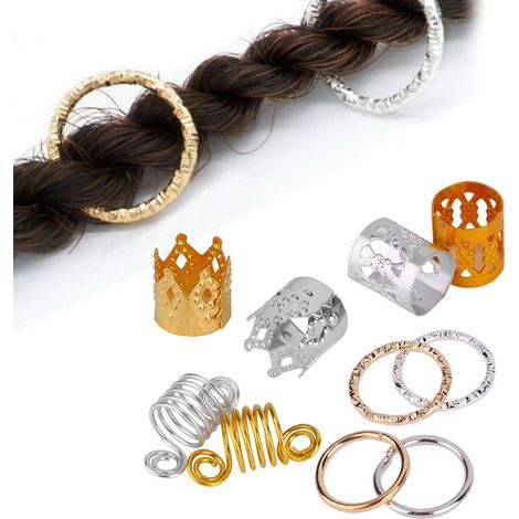 110 Stück Flechtringe für Dreadlocks, Dreifach-Strangclips, Locken, Dekoration für Frauen und Mädchen (1/4)