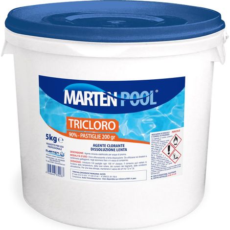 Tricloro in pastiglia per piscine 5 kg cloro clorante rilascio lento